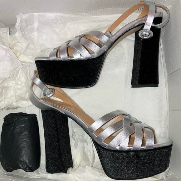 Crosswalk Shoes - Vintage Crosswalk silver & black platform heels